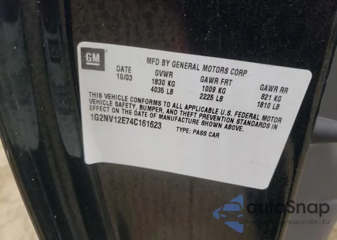 2004 Pontiac Grand Am Gt1 z USA, uszkodzony, nr VIN 1G2NV12E74C161623